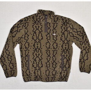 Dickies Men's Geometric Pullover Sweater Polyester Brown Size M Fleece Snap